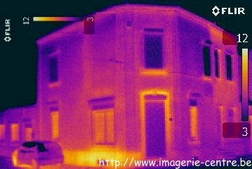 Thermographie de la façade d'une maison, Wallonie, Belgique