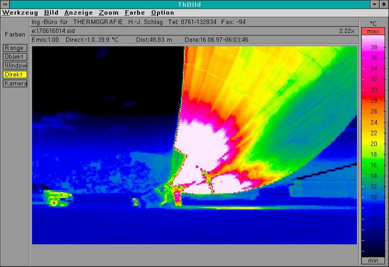 Imagerie thermique d'une mongolfière en cours de gonflage