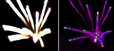 Thermal view of fireworks