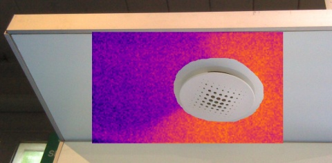 Imagerie thermique infrarouge du diffuseur d'une Ventilation Positive pour l'Habitat, ALVEOL