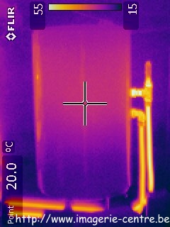 thermography of a warm water tank filled with water