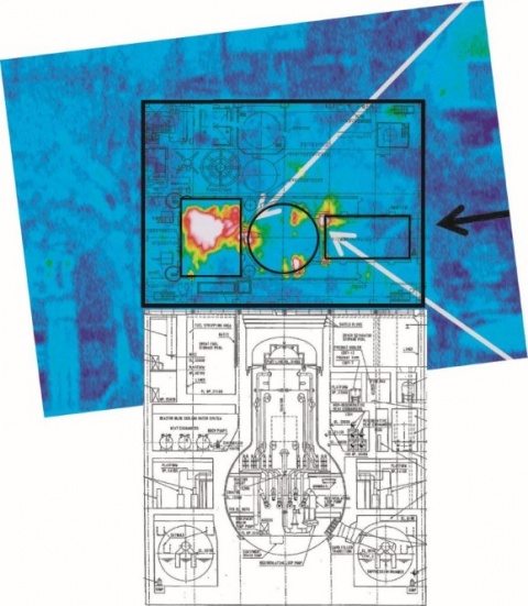 Plan et thermographie à Fukushima