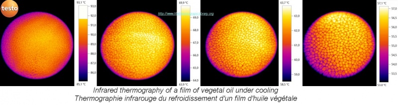 Form of oil's cooling seen with a thermographic camera