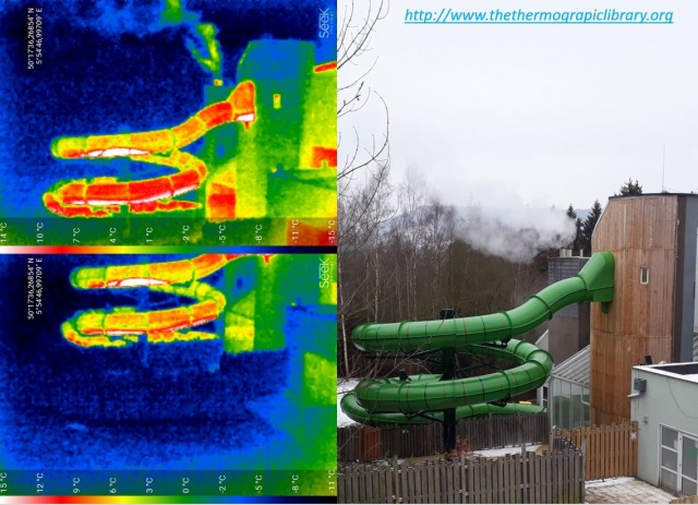 Toboggan aquatique à Vielsalm vu en thermographie
