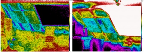 Thermographie comparative été/hiver d'une toiture isolée